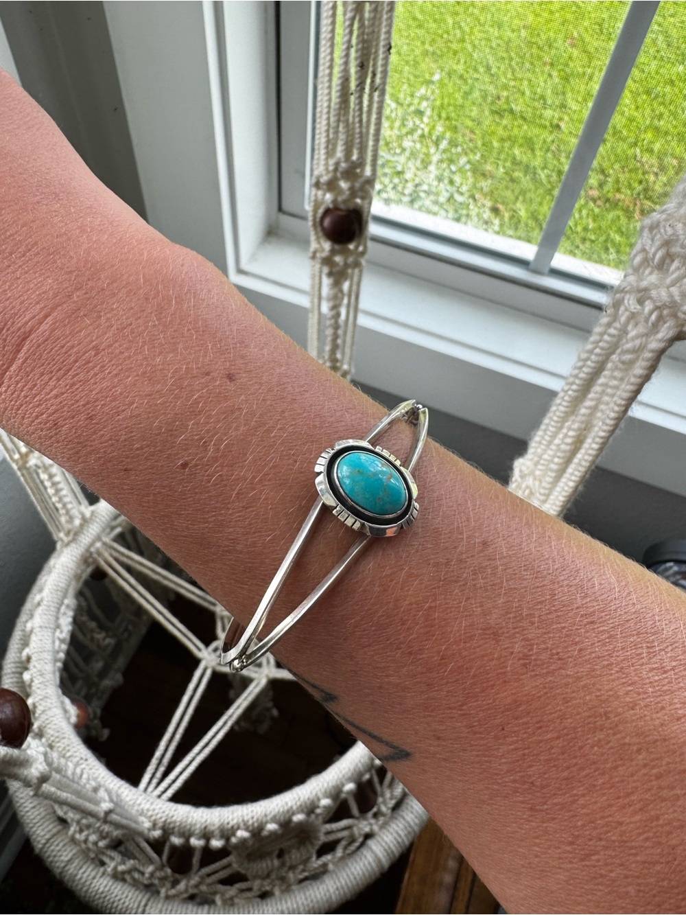 Sterling Silver Turquoise Cuff Bracelet - Blue Stone